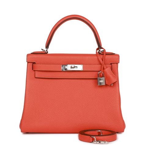 Hermes Kelly Retourne 28 Feu Clemence Palladium Hardware